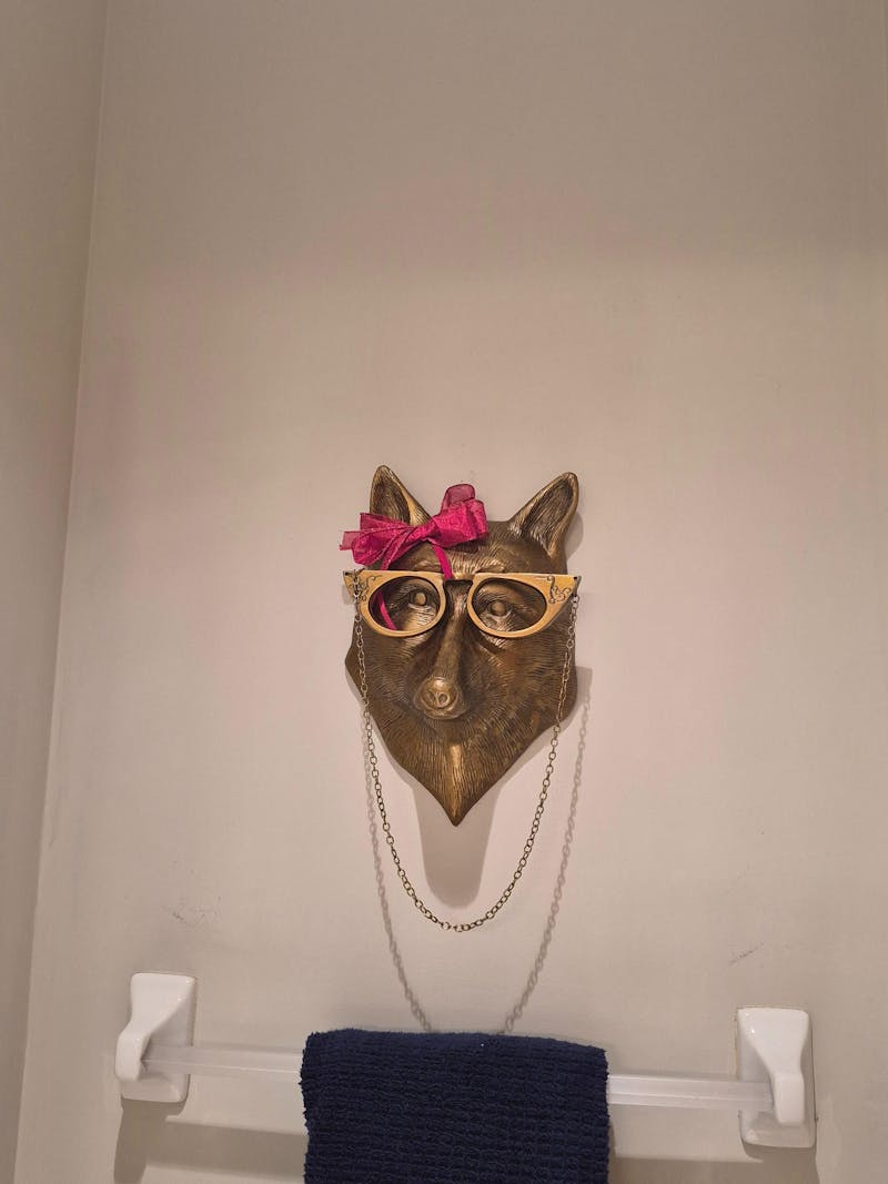 Eric + Eloise Collection - Eloise the Lady Fox with Glasses Bronzed Aluminum Hanging Wall Mount