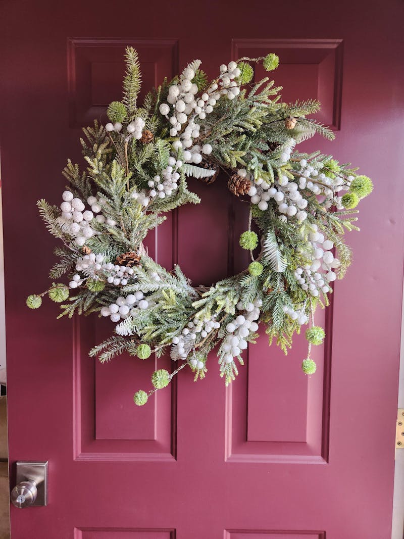 White Sugar Berry, Pinecone & Winter Greenery Christmas Front Door Wreath - Available in 2 Sizes
