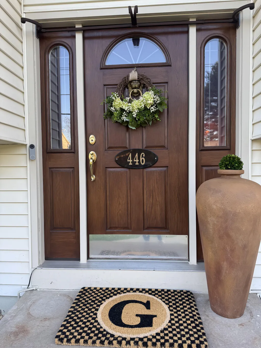 Green Hydrangea, Gypsophila, & Eucalyptus Everyday Spring Front Door Wreath