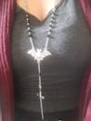 Gothic Occult Witchy Rosary Necklace – Tarot Sword Y2K Bat Beaded Wiccan Magic Jewelry