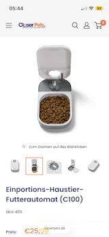 Einportions-Haustier-Futterautomat (C100)