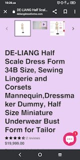 DE-LIANG Half Scale Dress Form 34B Size, Sewing Lingerie and