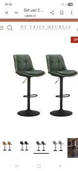 Set van 2 Barkrukken - Verstelbaar en 360° Draaibaar - Kunstleer