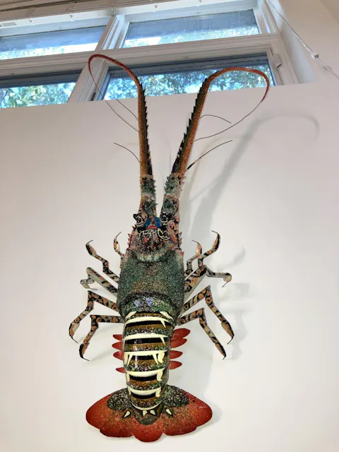 31-Inch Handmade Bamboo Lobster Model for Wall Decoration/Colorful Coastal Maritime–Style Wall Art Decor