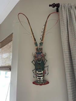 31-Inch Handmade Bamboo Lobster Model for Wall Decoration