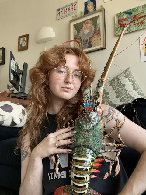 31-Inch Handmade Bamboo Lobster Model for Wall Decoration/Colorful Coastal Maritime–Style Wall Art Decor