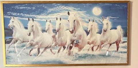 Beautiful Seven Running Horses Canvas Big Wall Painting