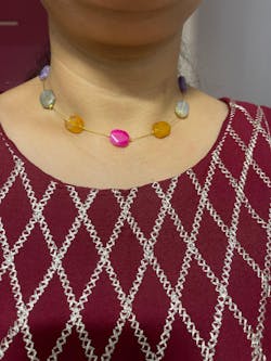 Multicolour crackeled bead - Natural stone invisible chain