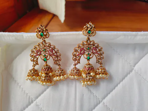 Antique chandelier earrings with jumkas