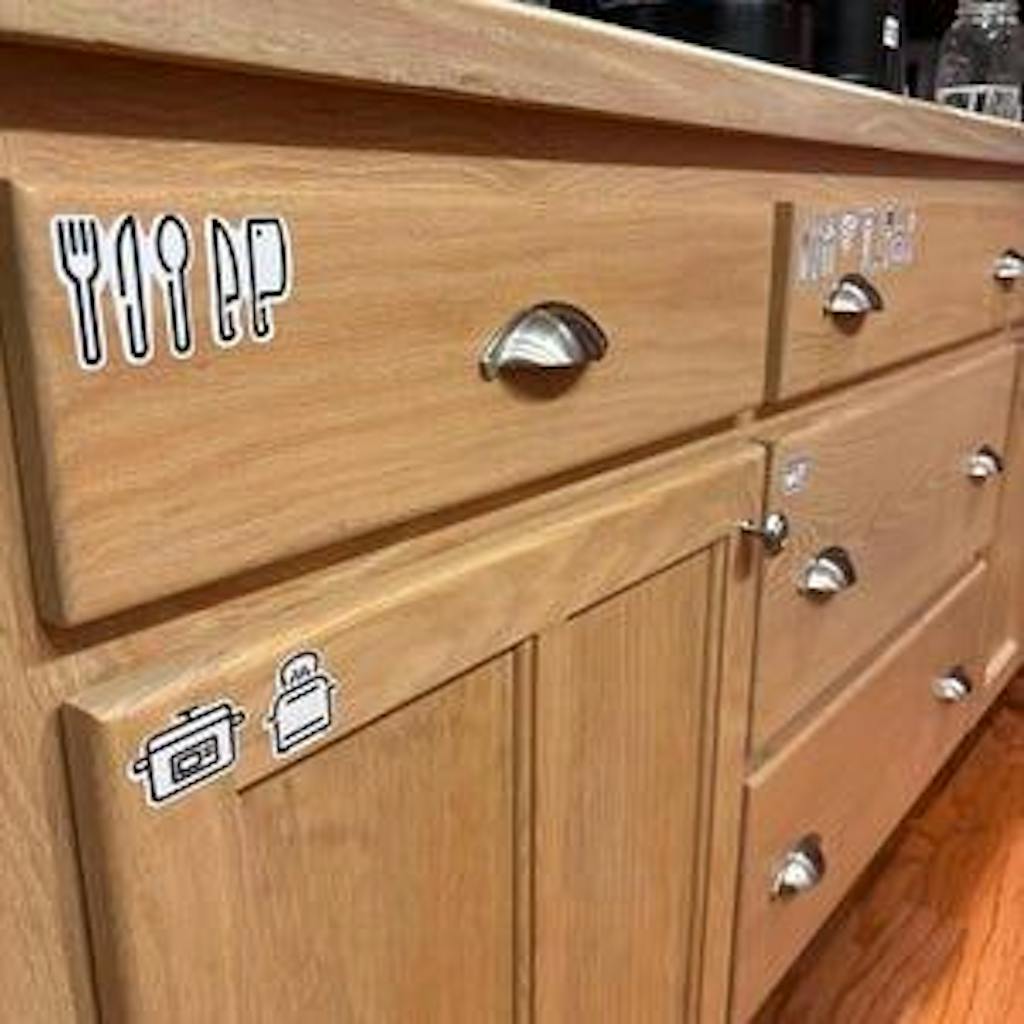 Kitchen Stickers Home Organization Utensil Icons Elegant Decals Cabinets Drawers Pantry Cupboard Airbnb Rent Accessories