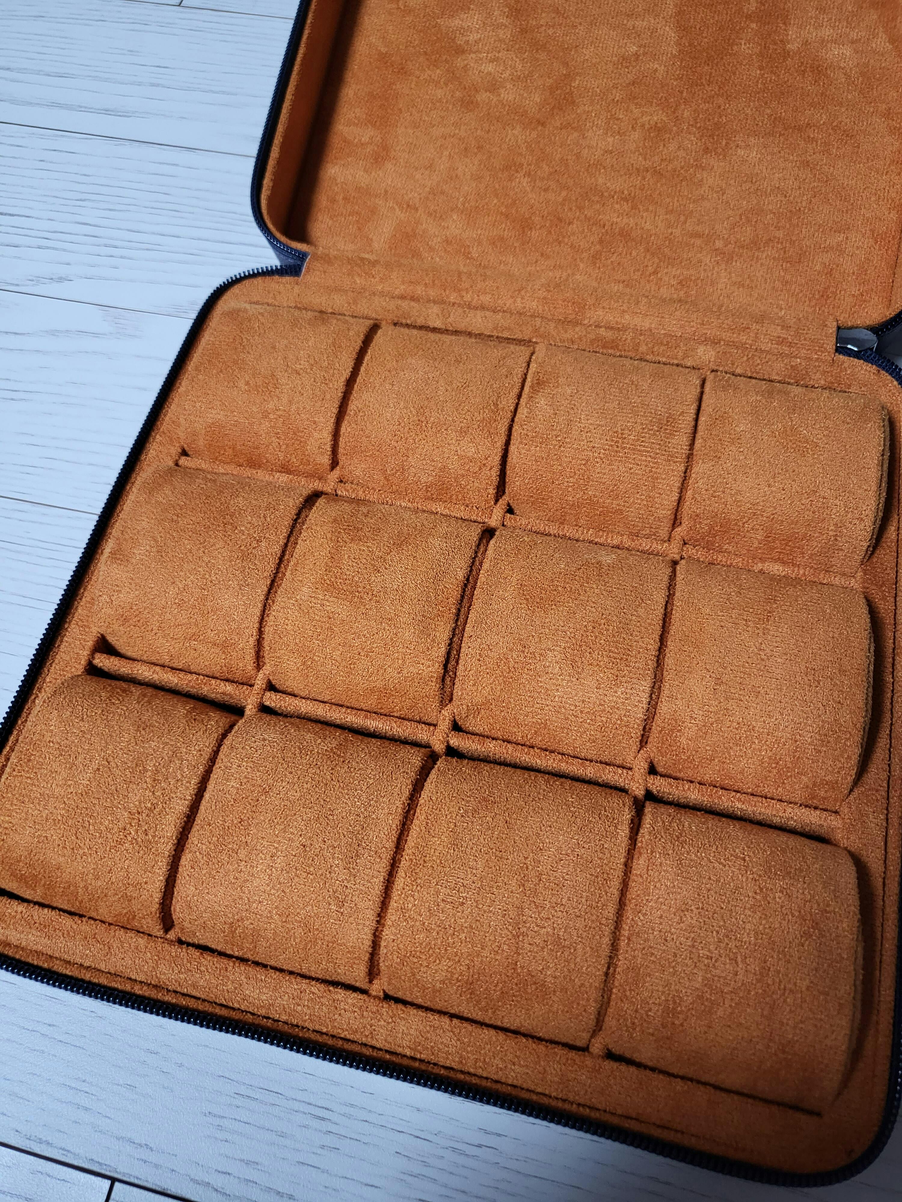 Zip Box (Twelve) - Navy/Orange - Watch Storage Case | Delugs