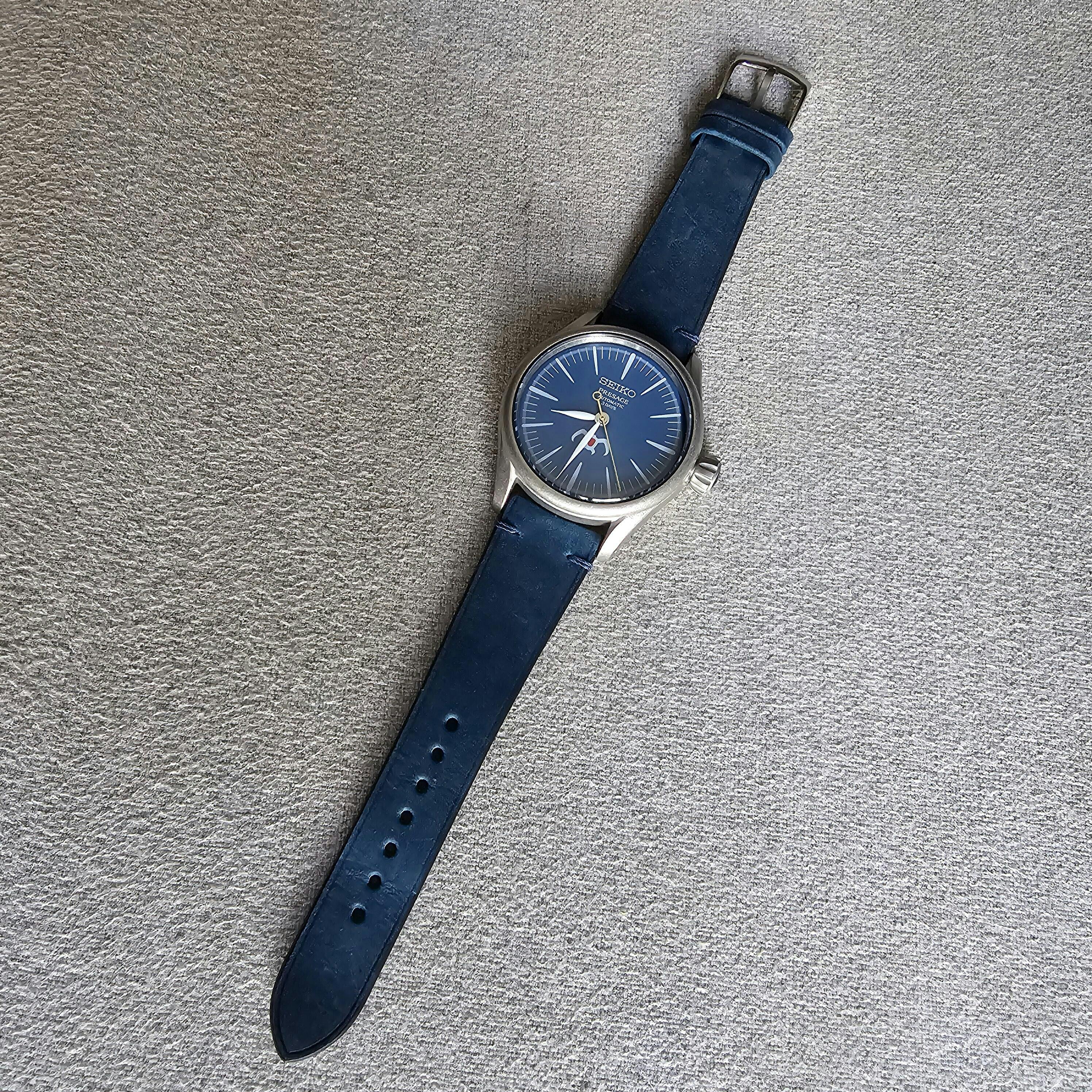 Blue Crazy Horse Side-Stitch Strap – Delugs