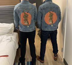 Customize & Create your own Denim Jacket (hand-crafted) with 3 color choices: Stonewash, White, or Black. Unisex XS S M L XL 2X 3X. USA hand-crafted and USA digitally printed. Ships WORLDWIDE and free within the USA
