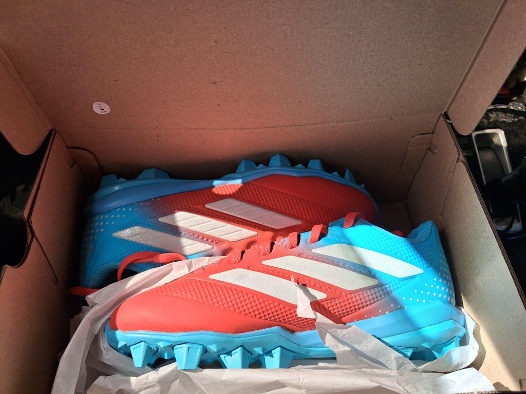 Adidas Youth Adizero Impact MD Rubber (Columbia Blue/Red)