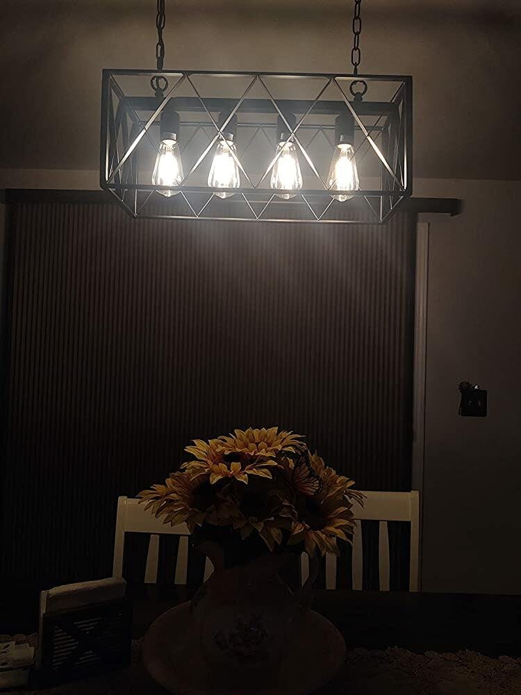 Depuley 6-Light Farmhouse Chandelier - Black Industrial Pendant Light For Kitchen Island & Dining Room