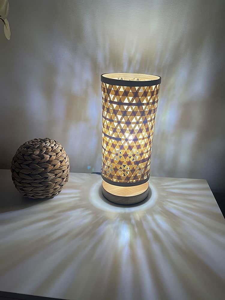 Woven Cage Table Bedside Lamp Natural Lantern Paper String Desk Nightstand Bedroom Living Room good Kids Room Cafe Boho