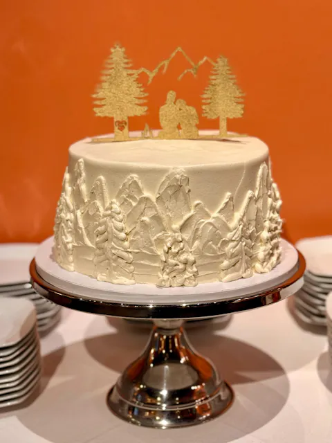 Rustic Silhouette Wedding Cake Topper | Scenic Outdoor Camping Bride & Groom | Custom Cake Topper