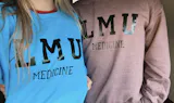 Varsity Font Custom School Logo Crewneck - Large Centered