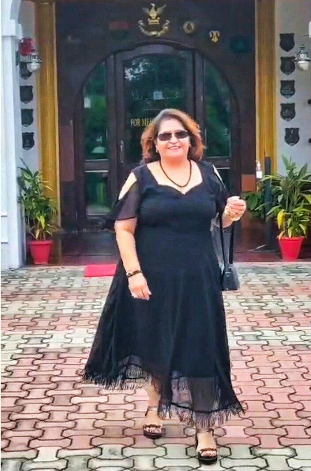 Plus Size Black Cold Shoulder Georgette Dress