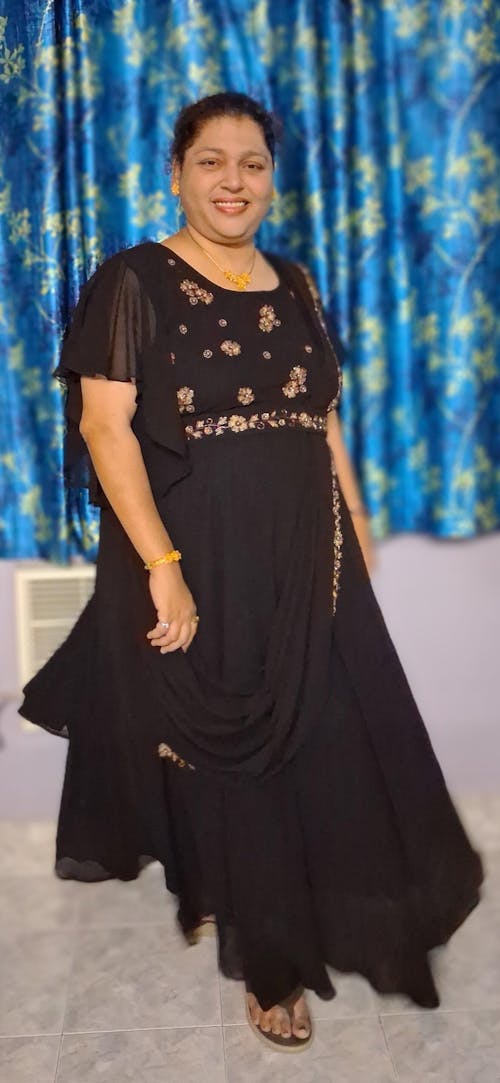 Plus Size Chandni Raatein Black Drape Saree Gown