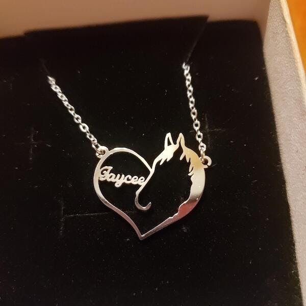 Custom Pet Heart Name Necklace