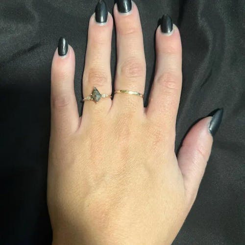 Vintage Kite Cut Salt and Pepper Curved Shape Diamond Ring with Band