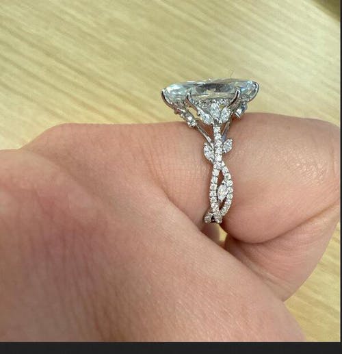 Marquise Cut Floral Moissanite Engagement Ring in Rose Gold – Romantic