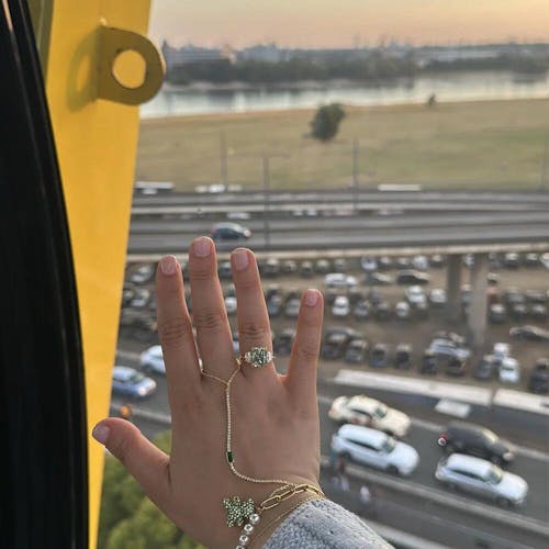 8.10 Carat Radiant Cut Light Green Moissanite Three Stone Ring