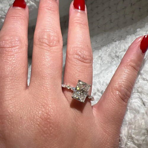 Radiant Cut Claw Prong Solitaire with Marquise Bridal Engagement Ring Set