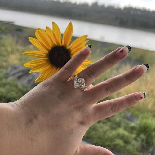 Vintage Marquise Lab Diamond Leaf Vine Engagement Ring