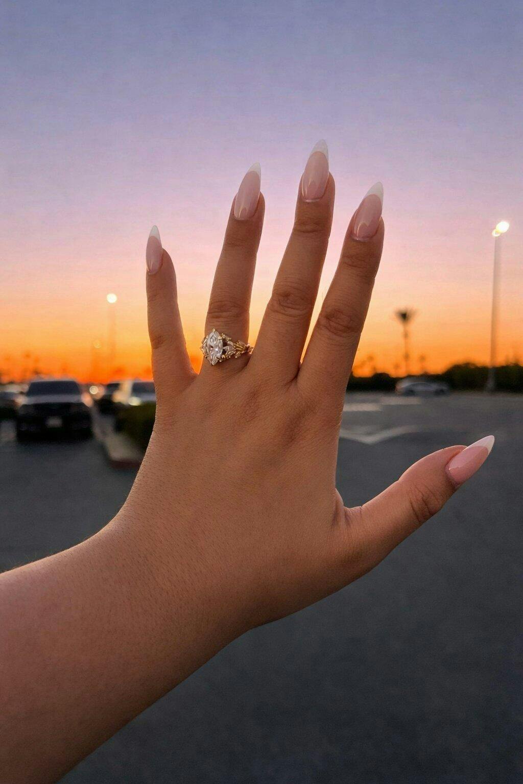 Vintage Marquise Lab Diamond Leaf Vine Engagement Ring