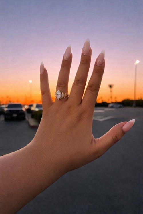Vintage Marquise Lab Diamond Leaf Vine Engagement Ring