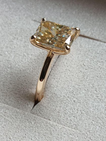 Radiant Cut Engagement Ring in Modern Tab Prongs