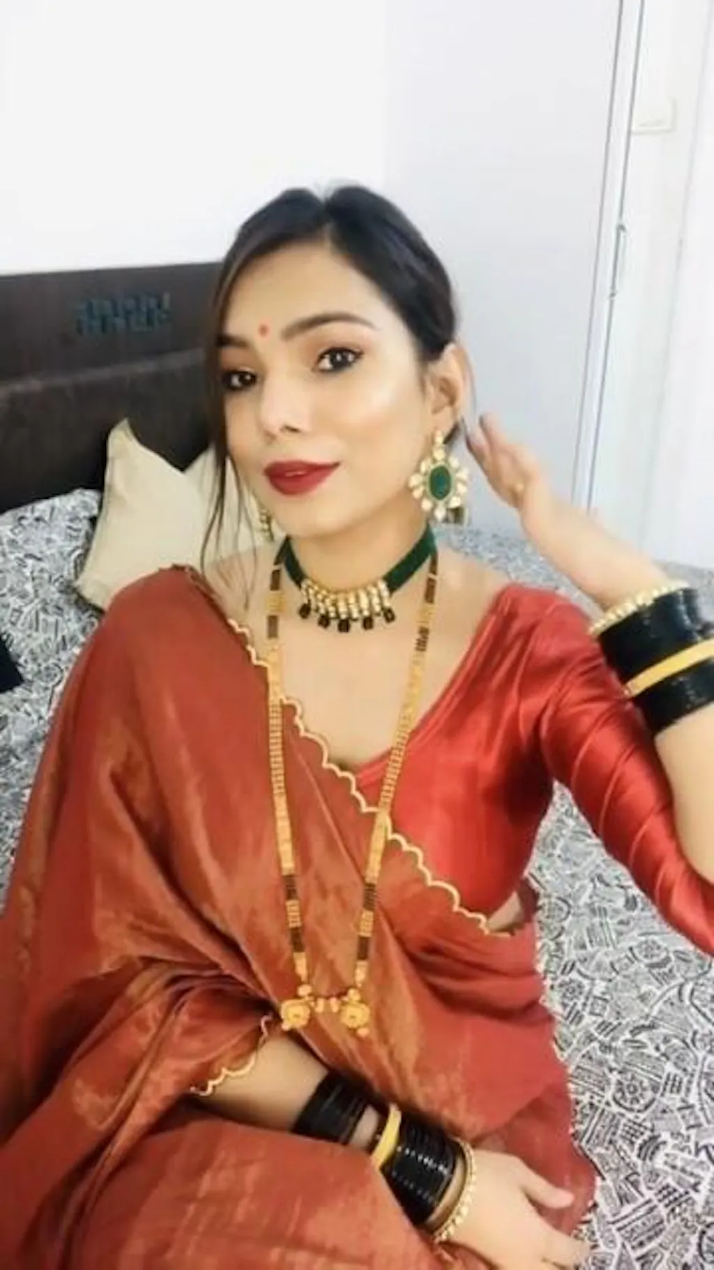 Abho Rust Tissue Chanderi Saree