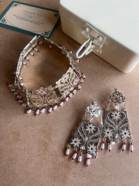 Nadira Silver Necklace & Earrings Set