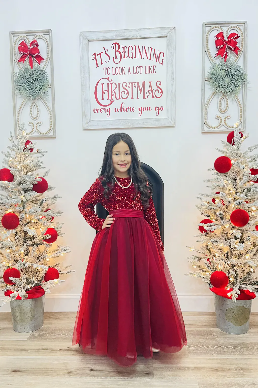 Flower Girl Dress Wedding Bridesmaid Sequins Tulle Puffy Skirt Girls Birthday Party Pageant Gown Floor Length