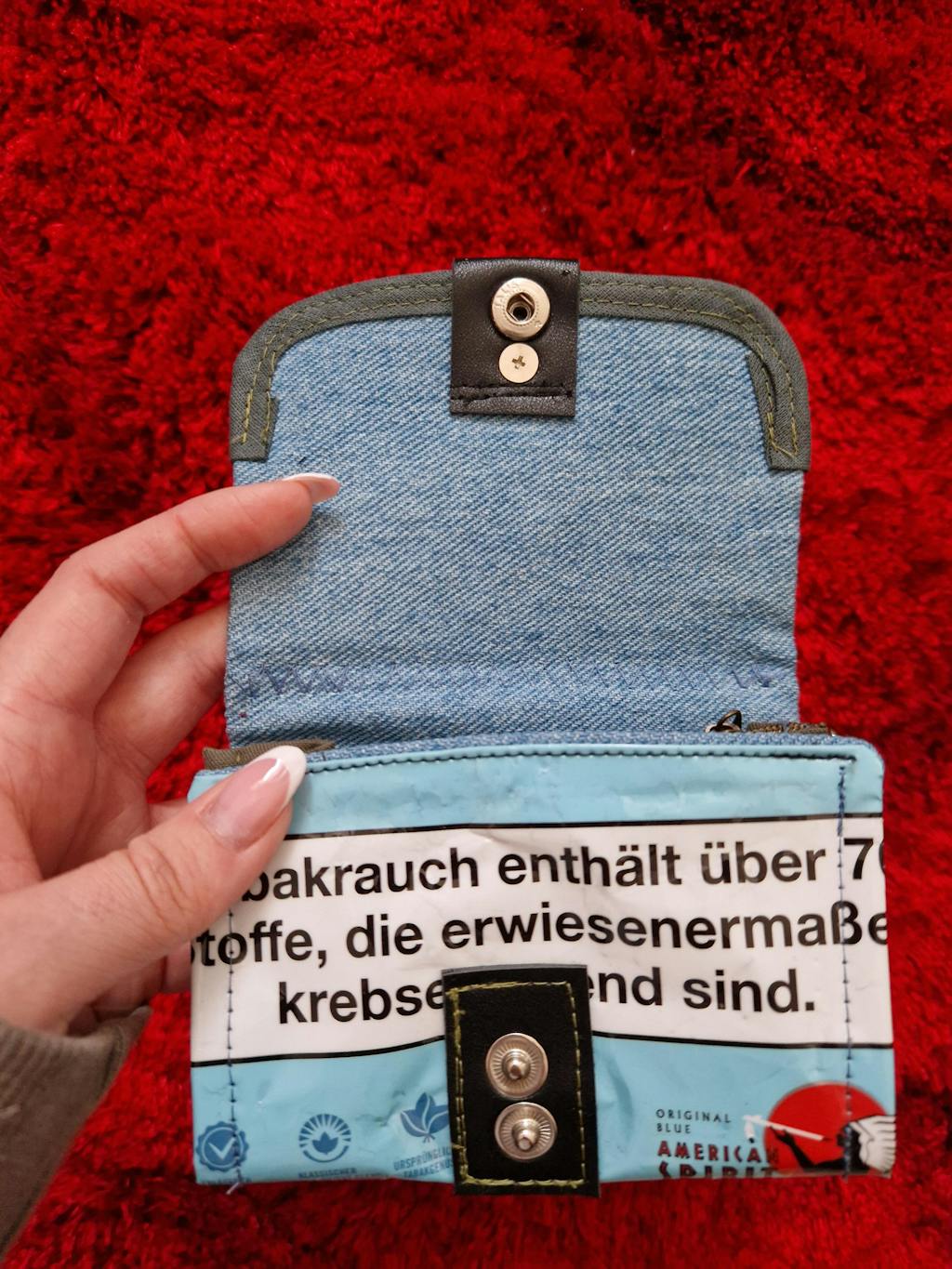 BLUE SPIRIT - JEANS/GREEN - Ring - Tabak Geldbeutel (Upcycled Trash)