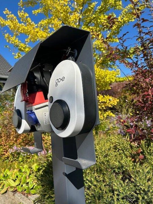 Doppel Ladesäule passend  für ELLI (VW) Audi, Skoda Wallbox  mit Dach | Ständer | Standfuß | Stele