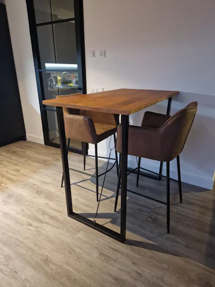 WANZHE Industriële retro eettafel, hoogte 75 cm, vierkante keukentafel