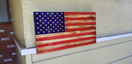 Old Glory Wooden Cross – Dirt Road Steel