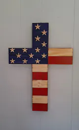 Old Glory Wooden Cross