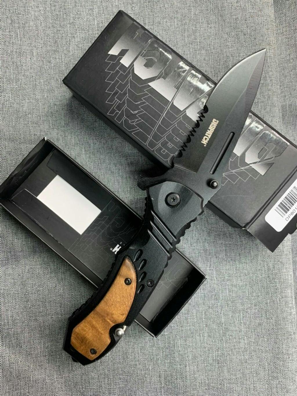 Folding Pocket Knife With Ergonomic Metal and Wood Handle Dispatch Knives