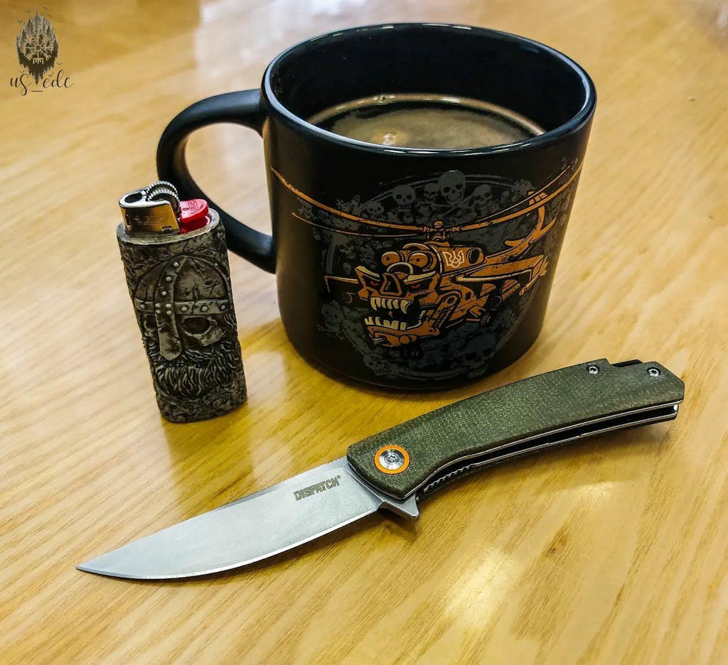 DISPATCH Pocket Folding Knife, 8cr13 Stainless Steel, Micarta Handle,O