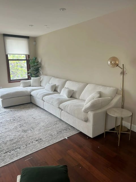 Modular Washable Slope Arm 4-Seater L-Shaped Sectional in White