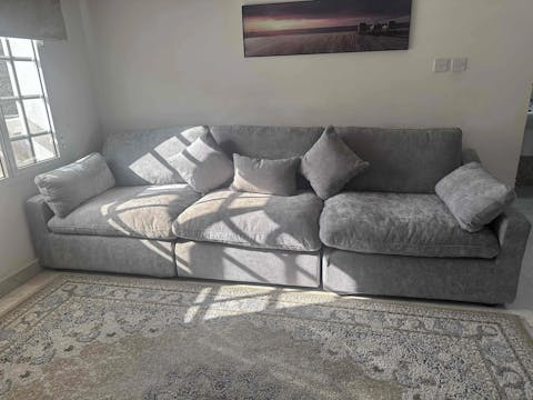 Modular Washable Slope Arm 3-Seater in Light Gray