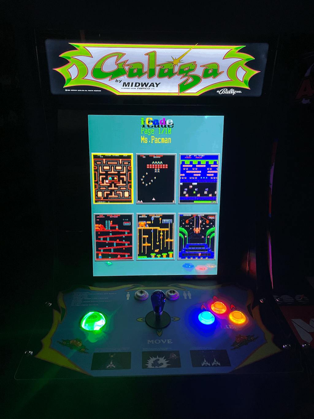 Drop In Galaga LED Marquee Plug and Play Kit for Arcade1Up Version 2