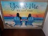 Back View Couple Sitting Beach Landscape Personalized Horizontal Poster