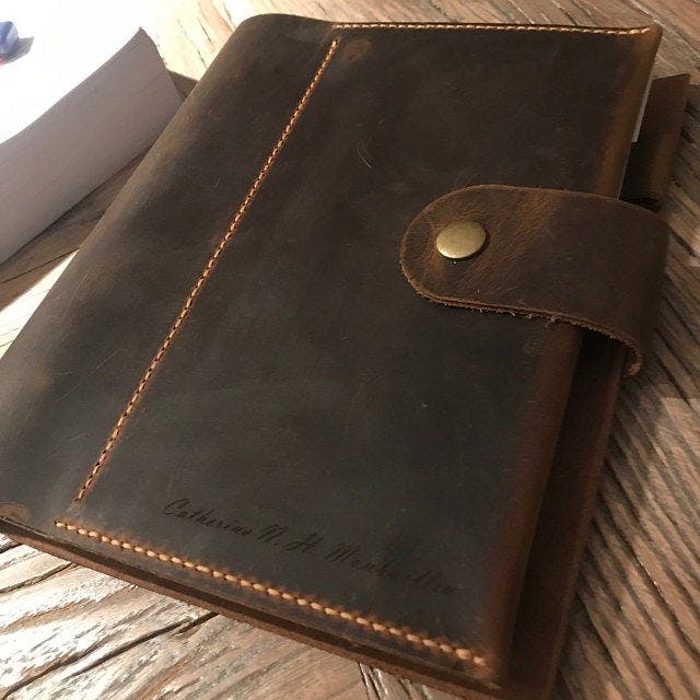 Refillable journal travel notebook / Leather ring binder portfolio cov –  DMleather