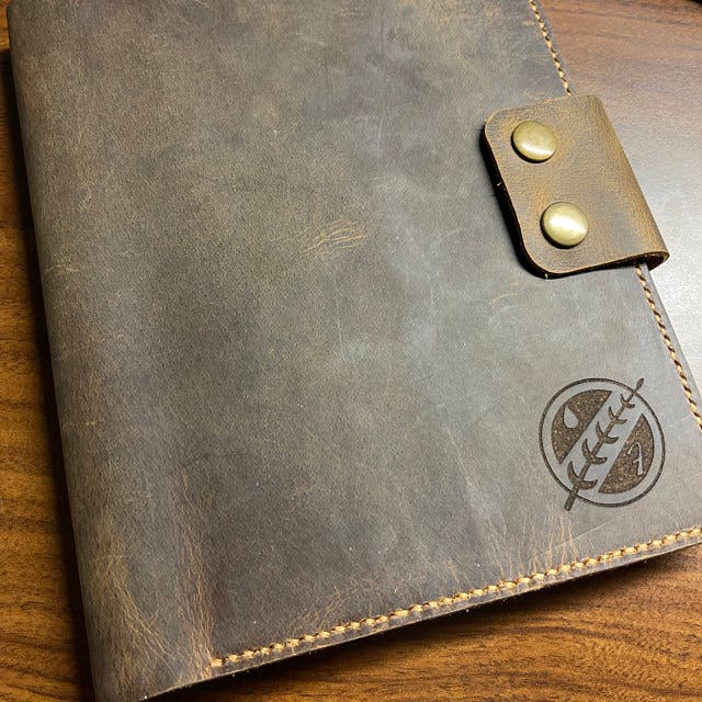 Handmade leather cover portfolio for RHODIA meeting notebook A5