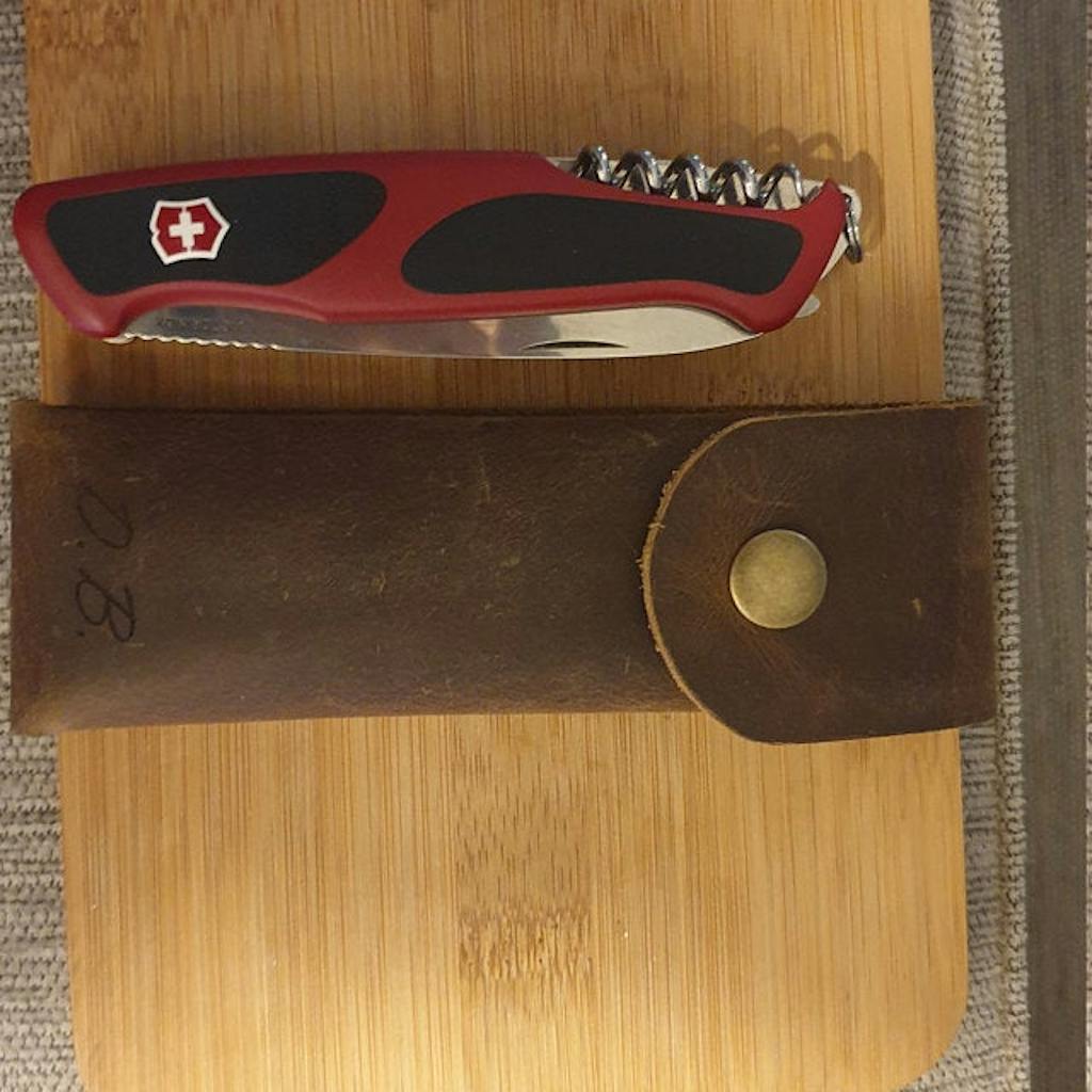 Personalized Leather knife sheath for Swiss Army multitool DMleather